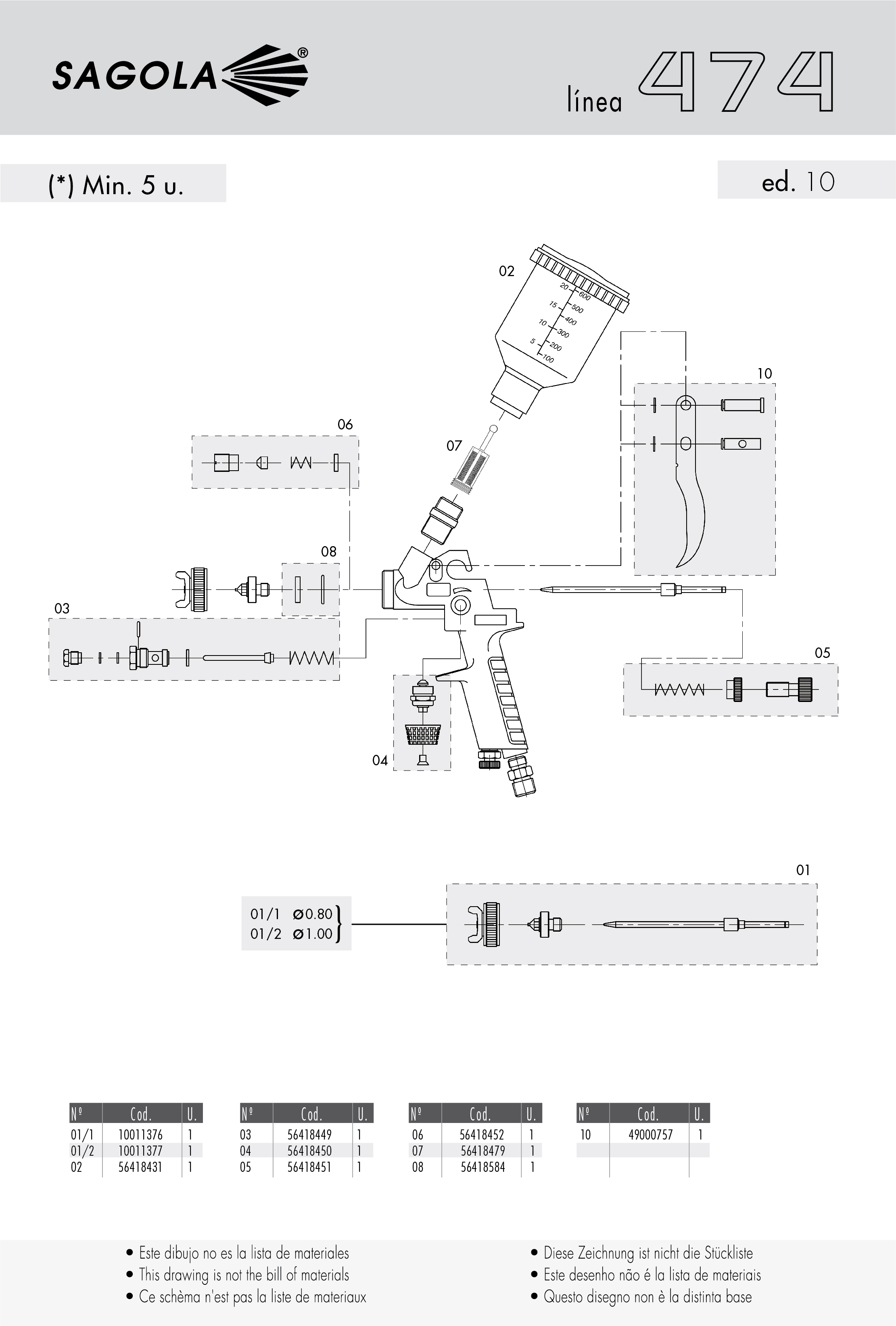 Pistol retusare Gravity 474, 0.8, Sagola 