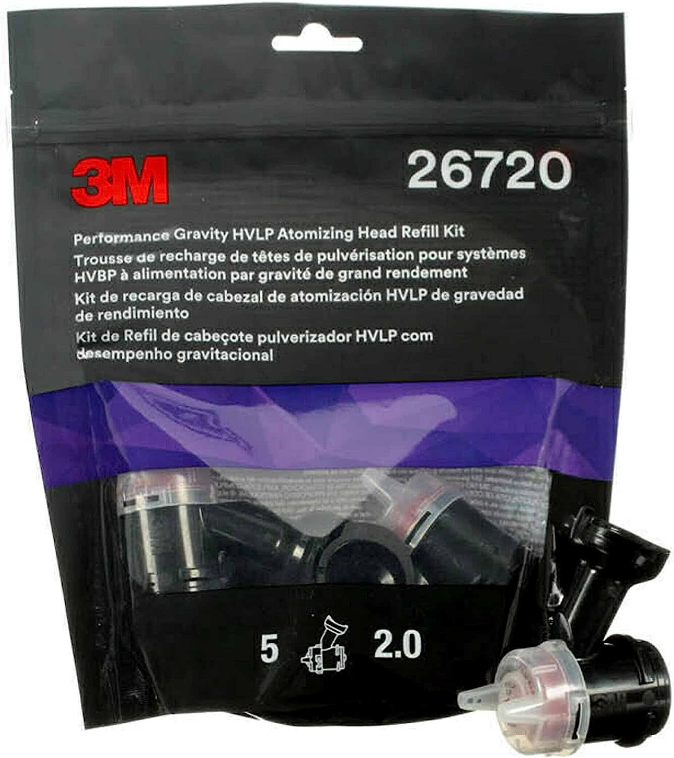 Kit duze atomizare Performance Gravity HVLP, PPS 2.0, 3M, 2.0mm