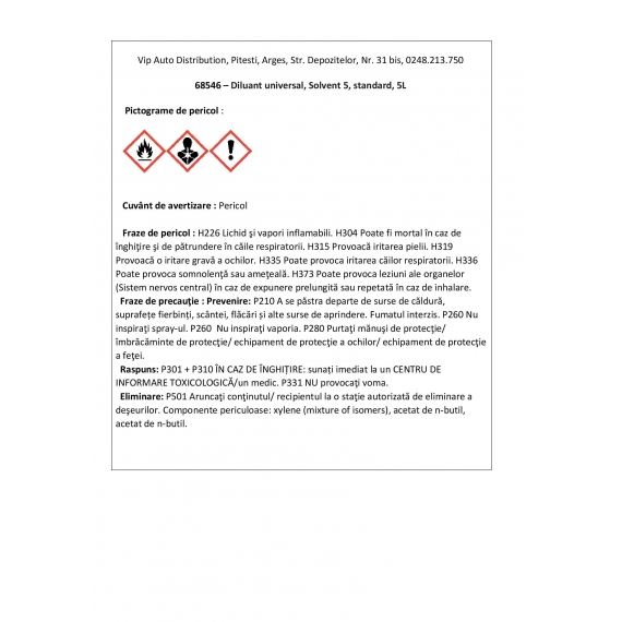 Diluant universal 5, standard, 5L, Disolac, ROBERLO