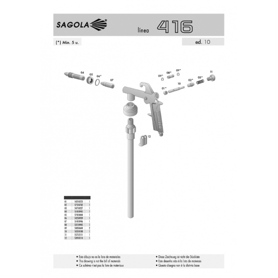 Pistol 416 pneumatic pentru cartușe antigravel, SAGOLA